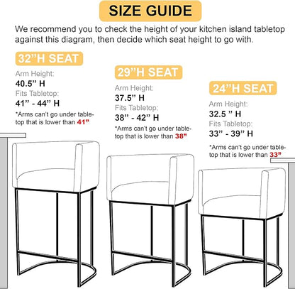 Contemporary Cream Linen Bar Stools Set of 3, 29" Upholstered Fabric Counter Height Barstools Kitchen Counter Island Stools with Black Metal Base