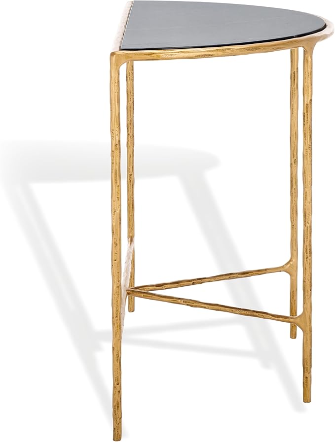 SAFAVIEH Couture Collection Jessa Brass Base & Black Marble Top Half Moon Console Table, Fully Assembled