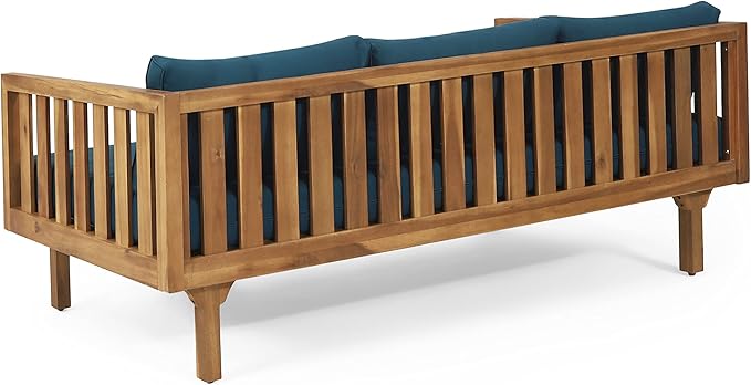 Christopher Knight Home Claremont Outdoor 3 Seater Daybed with Cushions - Acacia Wood - Teak/Dark Teal