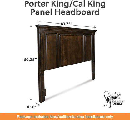 Signature Design by Ashley Porter Traditional Panel Headboard ONLY, King/California King, Dark Brown