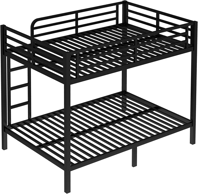 Bellemave Full Over Full Bunk Bed for Adults, Full Size Bunk Beds Frame with Build in Ladder, Black