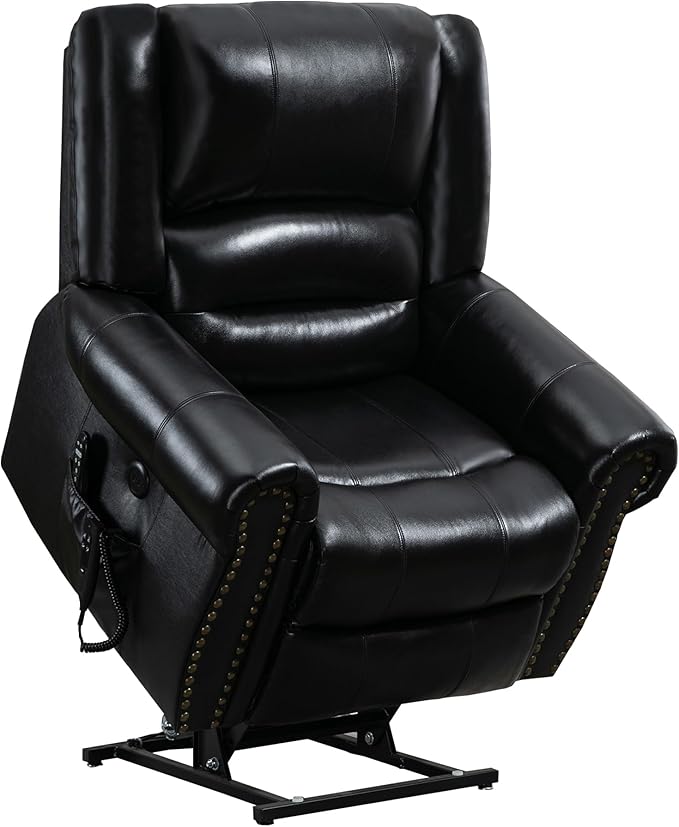 Recliner Chairs for Adults, Oversized Bedroom Chair with Massage, Sofa Chair Home Theater Seating with Lumbar Support, Lift Chair for Elderly, Nursery Chair for Living Room (Genuine Leather)