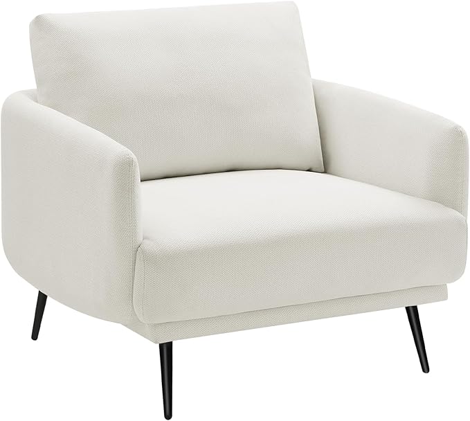 Oversized Accent Chair for Living Room Chairs Reading Arm Chair Comfy Modern Single Sofa Side Chairs with Metal Legs & Soft Cushion for Bedroom, Waiting Room (Polyster Pearl White, Set of 1)