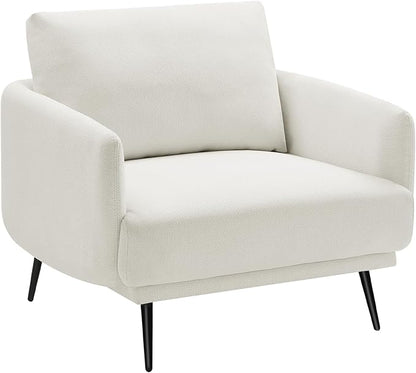 Oversized Accent Chair for Living Room Chairs Reading Arm Chair Comfy Modern Single Sofa Side Chairs with Metal Legs & Soft Cushion for Bedroom, Waiting Room (Polyster Pearl White, Set of 1)