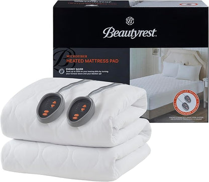 Beautyrest 3M Scotchgard Heated Mattress Pad - Electric Bed Warmer with 5 Heat Settings, 10 Hr Auto Shut Off Timer, All Around Elastic Deep Pocket, UL Certified, Machine Washable, White King