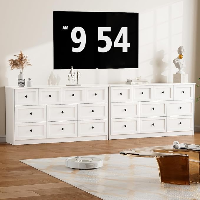 CHUWELL 10 Drawer Double Dresser for Bedroom, 59.1" Wide Dressers & Chests of Drawers with Large Capacity Storage, Dresser for Bedroom(White)
