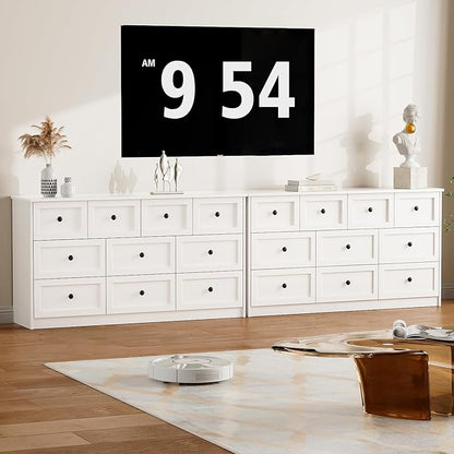 CHUWELL 10 Drawer Double Dresser for Bedroom, 59.1" Wide Dressers & Chests of Drawers with Large Capacity Storage, Dresser for Bedroom(White)