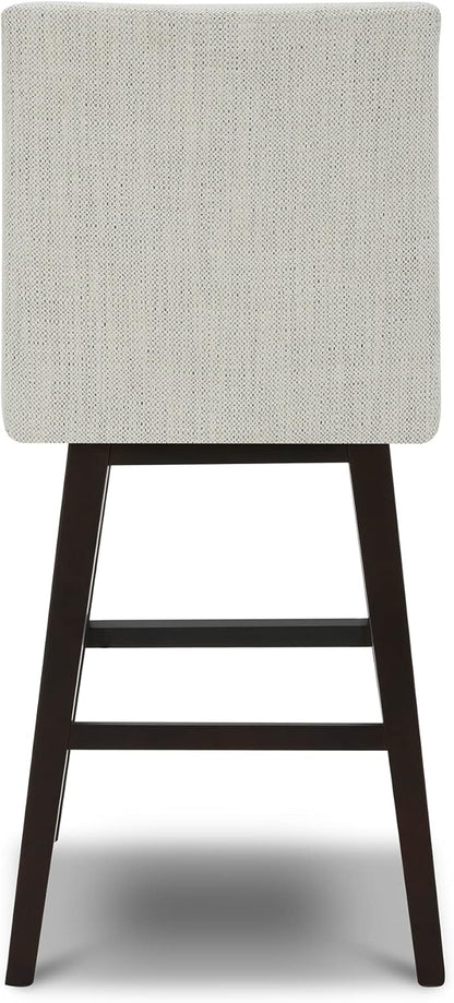 CHITA Bar Height Swivel Barstool with Back Set of 2, FSC Certified Upholstered Bar Stool, 30.7" H Seat Height, Fabric in Ivory