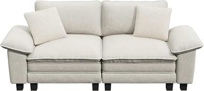 87" Cloud Modular Sectional Loveseat, 2-Seater w/Deep Seat & Removable Arms, Plush Chenille for Small Living Room & Apartment - Beige