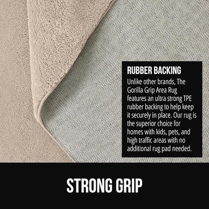 GORILLA GRIP Slip Resistant Soft Washable Stain Resistant Area Rug, Plush Thick Carpet for Nursery, Bedroom, Living Room, Non-Shedding Floor Rugs, Kid and Pet Friendly, Baby Home Decor, 2x3, Ivory