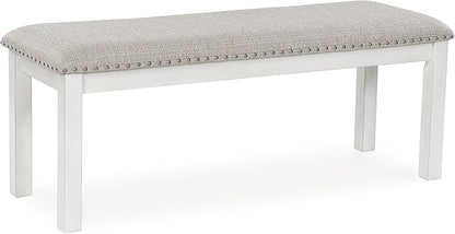 Signature Design by Ashley Robbinsdale Large Upholstered 48" W Dining Bench, Light Gray & White
