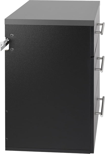 Prepac HangUps 30'' Garage Storage Cabinet with 3 Drawers, Wood Wall Mount Pantry Cabinet, Wall Hanging Laundry Room Cupboard, Kitchen Pantry for Garage, Kitchen and Laundry Organization, Black