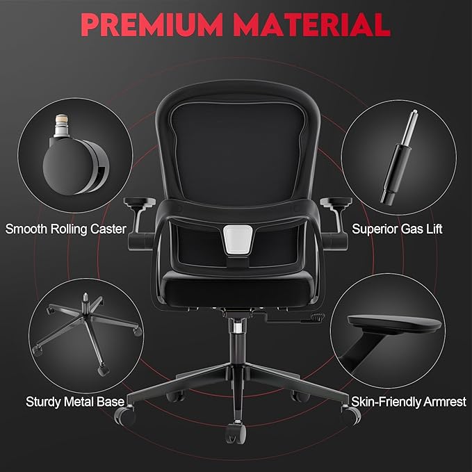 Ergonomic Office Chair - 400LB Comfy Desk Chairs with Adjustable Headrest and Lumbar Back Support, Mesh Computer Chairs with Wheels and Arms for Home Office, Study, Bedroom and Dorm (08black)