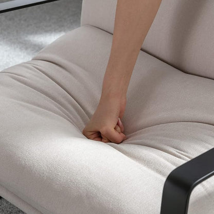 Mid-Century Accent Chair, Comfy Side Chair with Armrest Chenille Fabric, Upholstered Leisure Chair with Black Metal Frame for Living Room Bedroom Reception Room, White