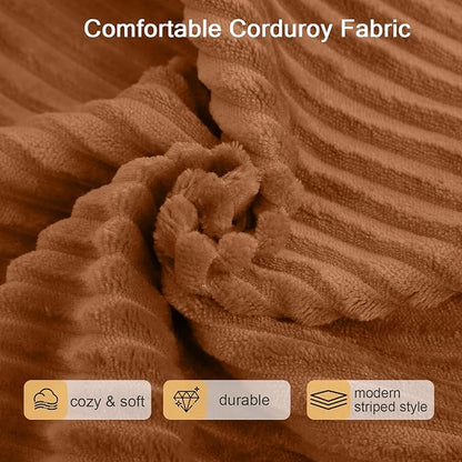 MeMoreCool Square Stuffed Pouf Ottoman Foot Rest, Corduroy Floor Pouf Foot Stool with Foam Chunk Filling, Soft Stuffed Ottoman Footrest for Living Room, Coffee