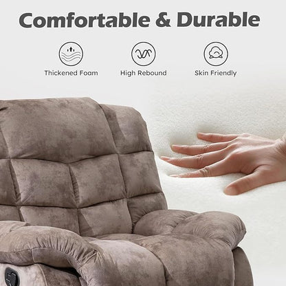 EBELLO Reclining Living Room Set, Includes One Seat Manual Recliner, Loveseat Recliner Sofa and 3PC Bonded Manual Sofa Couch, Brown