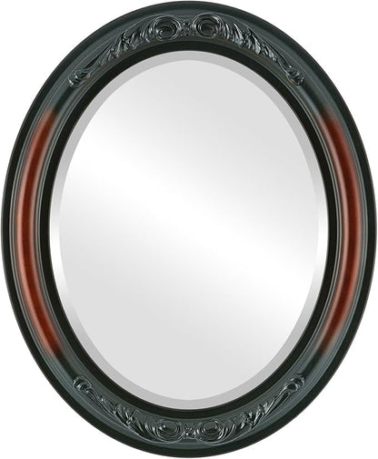 OVALCREST Oval Beveled Wall Mirror for Home Decor - Florence Style - Rosewood - 28" x 22"