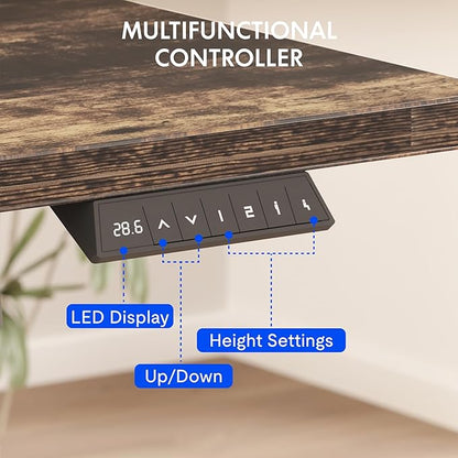 FLEXISPOT EN2 Whole-Piece Standing Desk with Clamp Power Strip, 48 x 24'' Electric Stand Up Height Adjustable Desk with Cable Management (Gray Frame + 48" Rustic Brown Desktop, 2 Packages)