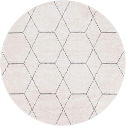 Unique Loom Trellis Frieze Collection Area Rug - Geometric (5' 1" Round Ivory/Gray)