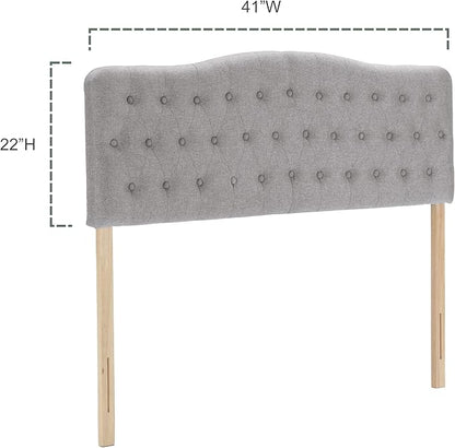 Upholstered Twin Headboard, Button Diamond Tufted Headboards with Adjustable Height and Solid Wood Leg, Linen Fabric Padded Headboard for Twin Size Bed, Mordern Head Board, Grey