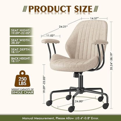 High Back Office Chair,Modern Swivel Office Chair,Brown Suede Fabric Gaming Chair,Height Adjustable Home Office Desk Chair with Lumbar Support