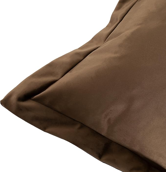 Howard Elliott Scroll Puff Ottoman Chair With Cover, Multipurpose Alternate Seating Footstool Footrest Chair with Titanium Frame, Patio Furniture for Camping, Home, Indoor & Outdoor, Bella Chocolate