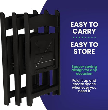 300 Black Resin Stackable Folding Chair - Comfortable Black Foldable Chair - Folding Chairs with Padded Seats - Indoor/Outdoor Folding Chairs for Events - Lightweight Foldable Chairs (300 Pack)