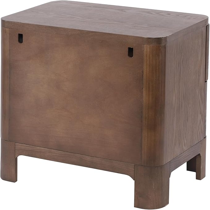 Christopher Knight Home Egbert Modern Nightstand with Drawers, Wooden Small Night Stand with Rounded Corners Design, Bedside Table/End Table for Bedroom, Multipurpose Storage Cabinet, Brown