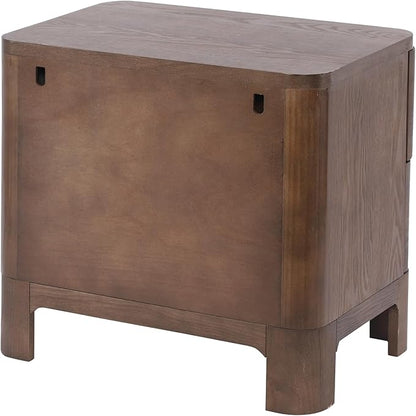 Christopher Knight Home Egbert Modern Nightstand with Drawers, Wooden Small Night Stand with Rounded Corners Design, Bedside Table/End Table for Bedroom, Multipurpose Storage Cabinet, Brown