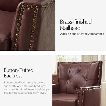 HULALA HOME Modern Home Office Chair with Tilt Lock & Metal Base, Desk Chair with 360° Swivel & Tilt Function, Height Adjustable, Wide Seat Computer Task Chair with Wheels & Padded Cushion, Brown