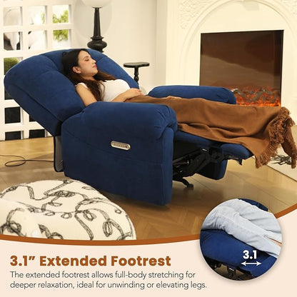 EONIX Power Rocker Recliner Chair, Lazy Boy Recliner Rocking Chair for Adults and Nursery, Electric Recliner Chair with Heat and Massage for Living Room, Bedroom, Study Room, Relaxation, Navy Blue