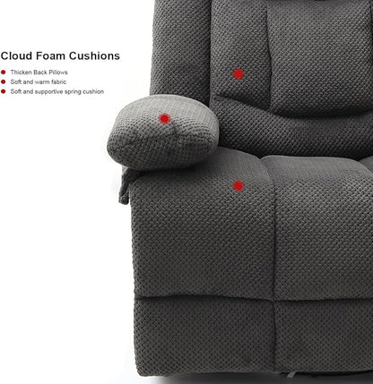 Recliner Chair Oversized 360° Swivel Rocker Recliners with Massage and Heating Theater Chairs Lounge Sofa Adults Lazy Sofas Single Couch for Living Room Overstuffed Armrests XL (Grey)