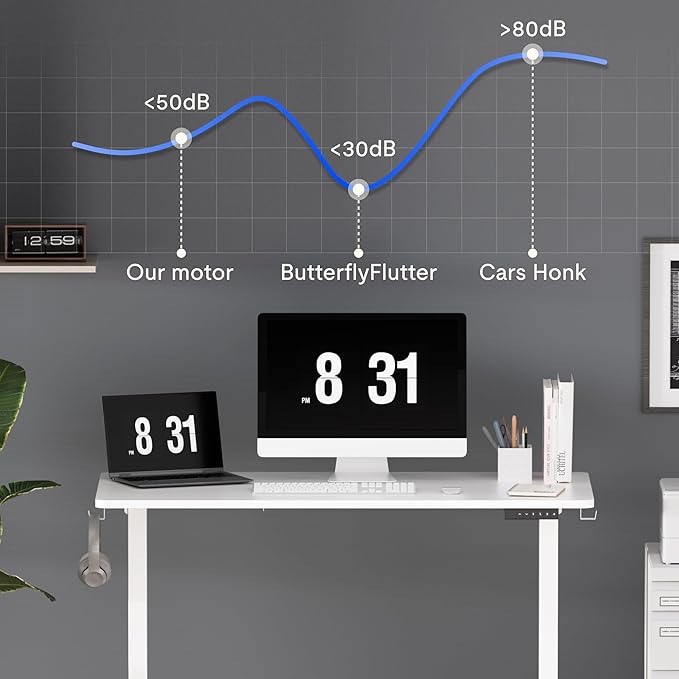 FLEXISPOT EN1 One-Piece Standing Desk 48 x 24 Inches Height Adjustable Electric Sit Stand Up Desk Home Office Desk