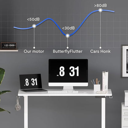 FLEXISPOT EN1 One-Piece Standing Desk 48 x 24 Inches Height Adjustable Electric Sit Stand Up Desk Home Office Desk