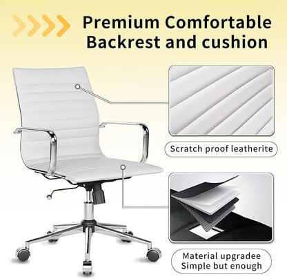 Chair, Desk Computer Chair ，with Armrests ，Ergonomic Office Chair for Home and Office, 17.32 x 22.83 x 35.43 inches, Multiple Colors (White)