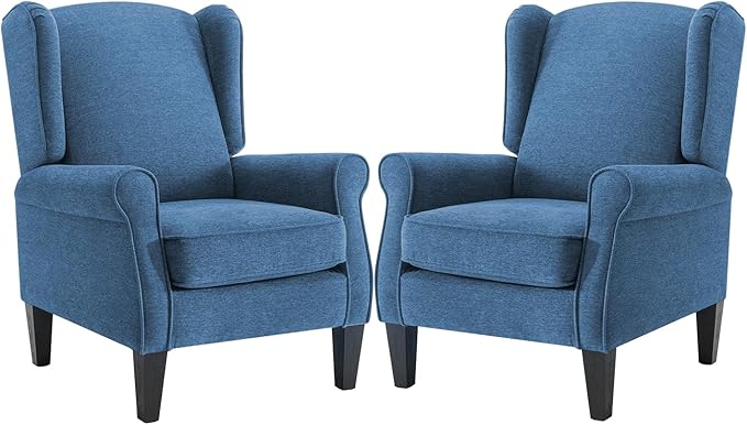 Accent Chair for Living Room Set of 2, High Back Reading Armchairs with Removable Seat Cushion, Mid-Century Single Couch in Fabric, Modern Ergonomic Wingback Chair for Bedroom,Club, Balcony