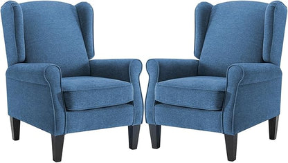 Accent Chair for Living Room Set of 2, High Back Reading Armchairs with Removable Seat Cushion, Mid-Century Single Couch in Fabric, Modern Ergonomic Wingback Chair for Bedroom,Club, Balcony