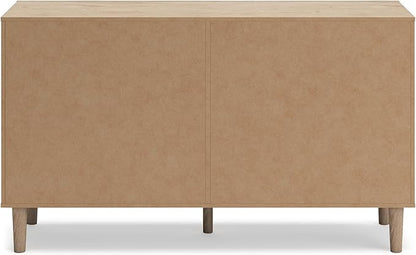Signature Design by Ashley Cielden Coastal 6-Drawer Dresser, Bronze-Tone Knobs, Safety Stop, Textured Cane Details, 62.01" W x 19.65" D x 35.67" H, Light Brown