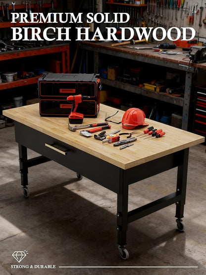 6FT Butcher Block Countertop Birch Solid Wood - 72" x 39" Kitchen Island Table Top Butcher Block Cutting Board for Living Dining Table Office Desk Workbench Washer Dryer Countertop Unfinished 1.5" Th