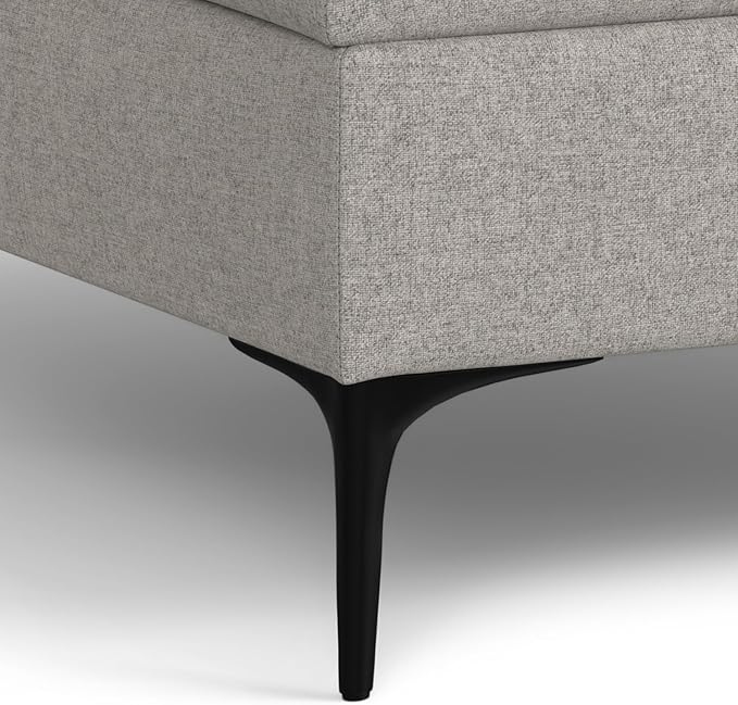 SIMPLIHOME Rebecca 36 inch Wide Contemporary Square Mid Century Coffee Table Storage Ottoman with Lift Up Lid in Cloud Grey Polyester Linen, Assembled, For the Living Room, Entryway and Family Room