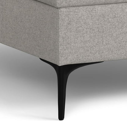 SIMPLIHOME Rebecca 36 inch Wide Contemporary Square Mid Century Coffee Table Storage Ottoman with Lift Up Lid in Cloud Grey Polyester Linen, Assembled, For the Living Room, Entryway and Family Room