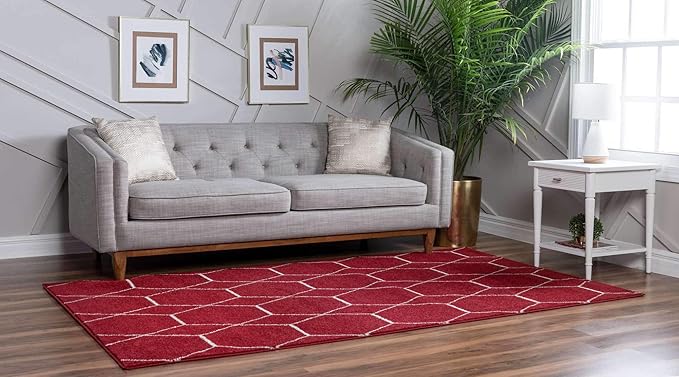 Unique Loom Trellis Frieze Collection Area Rug - Geometric (10' x 14' 1", Red/ Ivory)