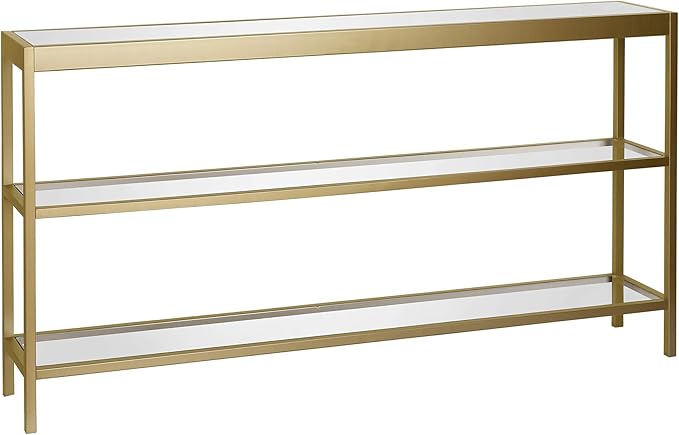 Henn&Hart 55" Wide Rectangular Console Table in Brass, Entryway Table, Accent Table for Living Room, Hallway