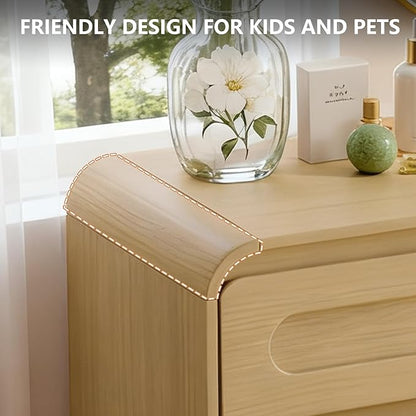 Dresser for Bedroom with 9 Drawers, 63" Large Modern Dressers & Chest of Drawers with Curved Profile Design, Wood Closet Clothes Storage Long Dressers Organizer for Bedroom Living Room Hallway, Oak