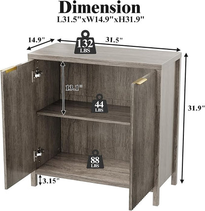 Sideboard Buffet Cabinet Set of 3, 31" Storage Cabinet with 2 Doors and Adjustable Shelves, Sideboard Console for Dinning Room, Kitchen and Living Room - Grey