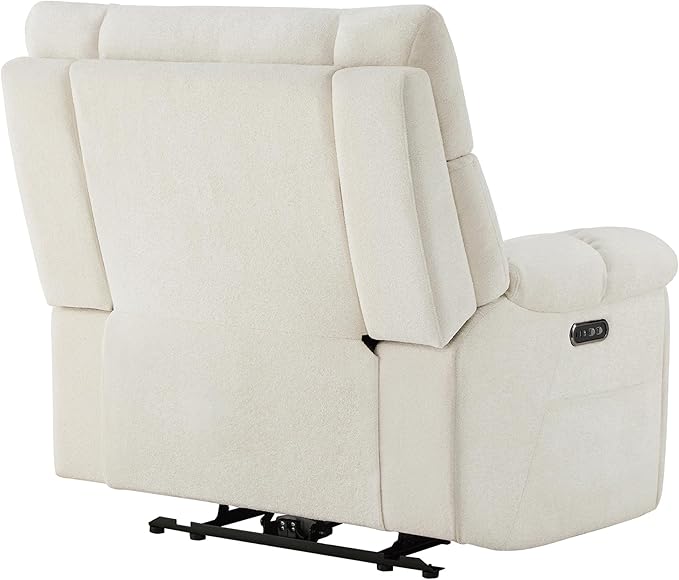 CHITA Oversized Power Recliner Chair with Bluetooth Speakers for Adults, Lay Flat Recliner with Power Lumbar Support, Manual Winged Headrest and USB & Type-C Charging Ports, Cream
