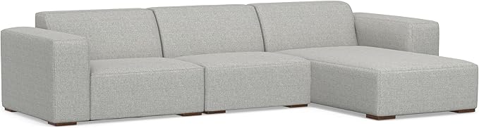 SIMPLIHOME Rex Right-Facing Modular Sectional Sofa in 100% Recycled Polyester Tightly Woven Performance Fabric, Pale Grey, 102-inches Wide, 4-Seater L-Shaped Couch with Right Chaise for Living Room
