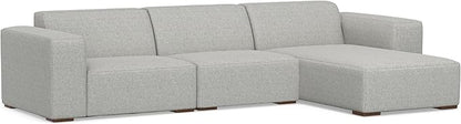 SIMPLIHOME Rex Right-Facing Modular Sectional Sofa in 100% Recycled Polyester Tightly Woven Performance Fabric, Pale Grey, 102-inches Wide, 4-Seater L-Shaped Couch with Right Chaise for Living Room