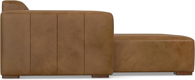 SIMPLIHOME Rex Left-Facing Modular Sectional Sofa in Full-Grain Genuine Leather, Caramel Brown, 122-inches Wide, Handcrafted Modern-Style 4-Seater L-Shaped Leather Couch with Left Chaise