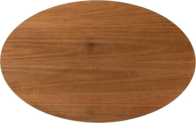Kate and Laurel Foxford Modern Tiered Oval Coffee Table; 38 x 24 x 18; Natural Brown; Transitional Two-Tier Living Room Table with Storage and Resilient Wood Construction